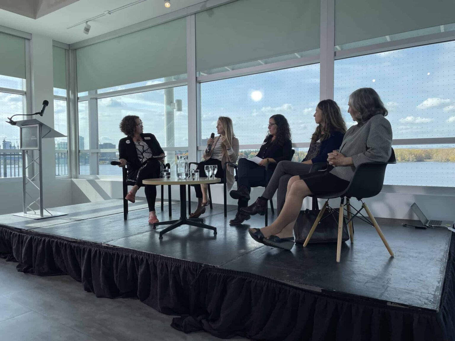 A panel on stage at the Canadian Geographic Mini Forest summit