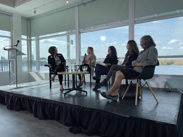 A panel on stage at the Canadian Geographic Mini Forest summit