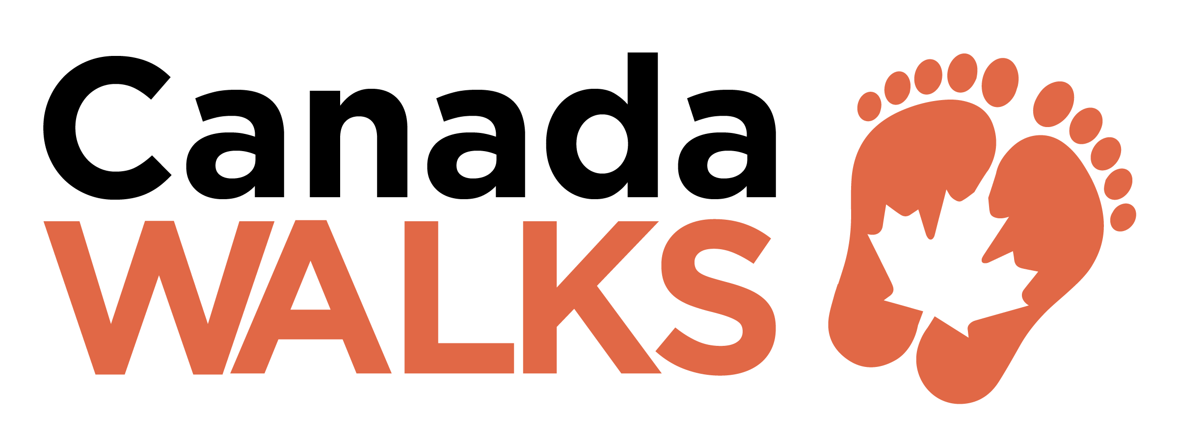 Canada Walks logo with pair of footprints and maple leaf