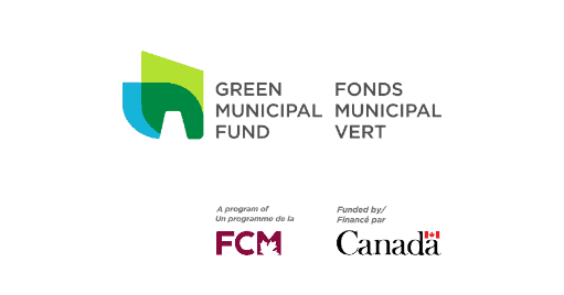 Logo du Fonds municipal vert avec les logos de la federation canadienne des municipalites et le gouvernement de canada.