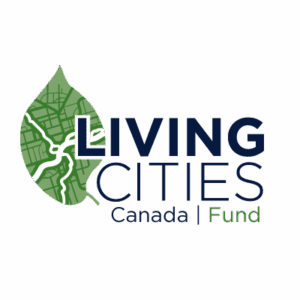 Living Cities Canada Fund Logo featuring stylized leaf with veins that look like a city map.