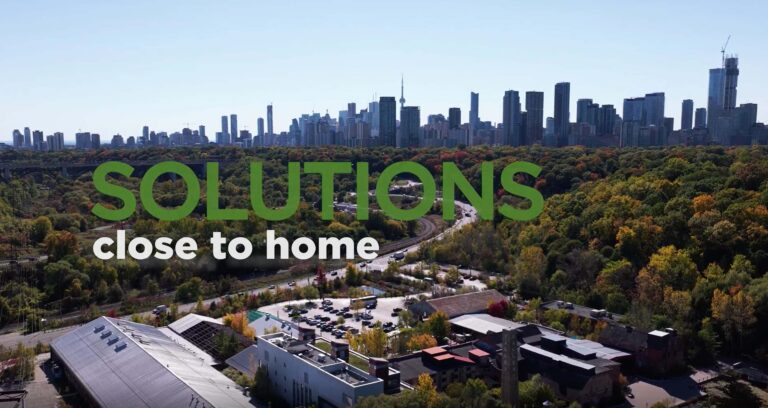 photo of Toronto with forest in foreground and text Solutions close to home