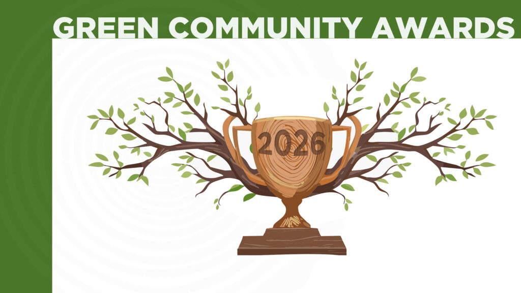 Decorative image celebrating the 2026 GC Awards with a picture of a wooden trophy with branches and leaves coming out from the sides.